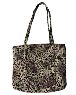 Leopard Print Red Rose Tapestry Tote Bag Silver Hardware by Isabell’s Journey thumbnail 1