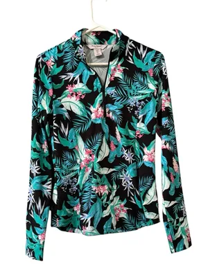 Tommy Bahama Golf Performance Floral Quarter Zip Shirt Stretch Women Size Small thumbnail 1