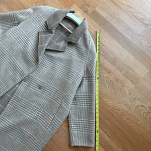 Checked Oversized Wool Coat With Drop Shoulders and Cocoon Silhouette thumbnail 6