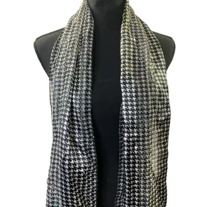 Dressbarn Women’s Shiny Black & White Scarf thumbnail 2