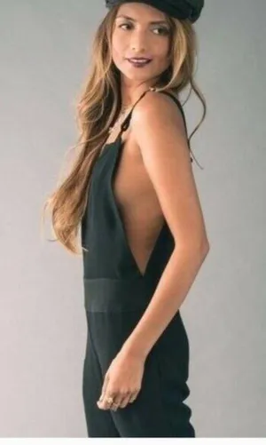 Party Jumpsuit Overalls Black Rayon Flare Cut - Size Medium thumbnail 5