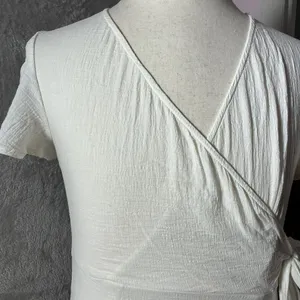 Princess Polly White Textured Wrap Mini Dress Ruffle Tie‎ Waist Fairycore thumbnail 2