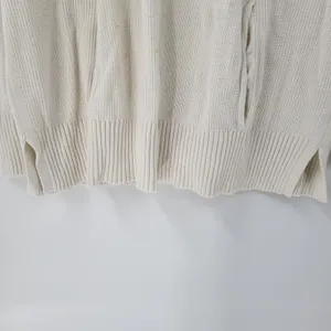 T by Talbots Womens Sweater Large Ivory Drawstring Cowlneck Waffle Knit Pullover thumbnail 7