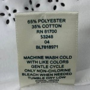 Blair Eyelet Lace Trim Solid Polo Shirt White Cottagecore Coquette Size M thumbnail 6