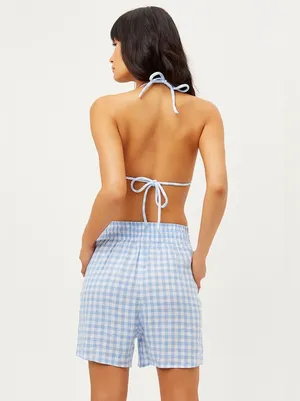 Frankies Bikinis Lou High Waist Gingham‎ Shorts in Bluebell Size XS thumbnail 3
