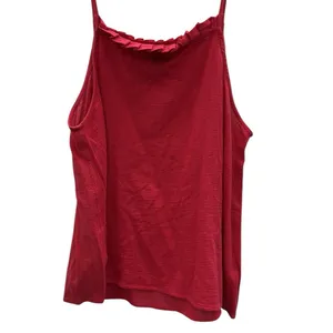 Universal Threads Red Cotton Ruffle Trim Square Neckline Spaghetti Strap Tank S thumbnail 8