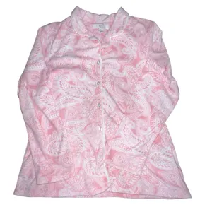 Ellen Tracy Pajama Set Button Front Shirt Pink Paisley Shabby‎ Chic Cottage L thumbnail 2