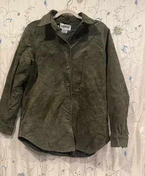 bagatelle Olive Green Suede Button-Front Jacket thumbnail 1