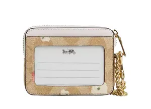 Coach NWT Zip Card Case In Signature Canvas With Floral Print thumbnail 2