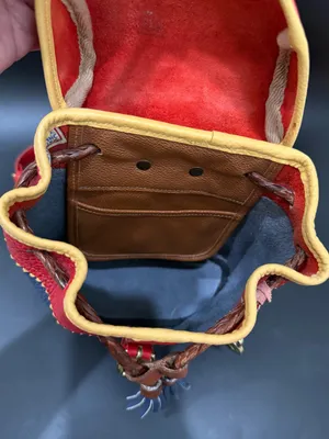 Rare Vintage DOONEY & BOURKE Teton AWL Lipstick Red Navy Yellow Leather Backpack thumbnail 11