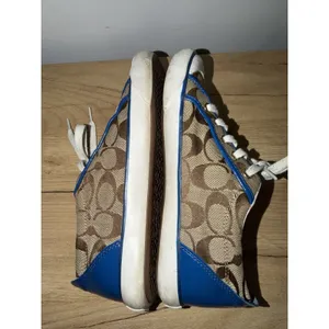 COACH Barrett Signature Canvas Sneakers Women's Size 7.5 Brown Khaki Blue L thumbnail 11