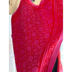 Bloomingdales 100% Exclusive 150th Anniversary Logo Wrap Scarf Pink Red Shawl thumbnail 2