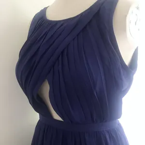 Pleated Cutout Open Back Formal Dress Blue thumbnail 4