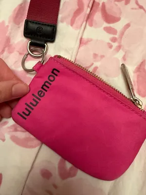 Lululemon Sonic Pink Nylon Pouch Wristlet with Webbed Strap thumbnail 3