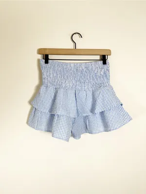 Illa Illa Blue White Gingham Ruffle Off The Shoulder Two Piece Short Set Medium thumbnail 10