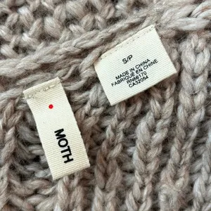 Moth Anthropologie Size S Oversized V Neck Sweater Chunky Knit Tan Alpaca Wool thumbnail 3