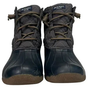 Sperry Saltwater Duck Boots Womens 9 Gray Navy Quilted Rubber Outdoor STS9327F thumbnail 8