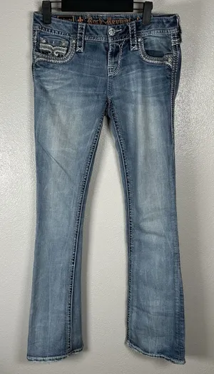 Rock Revival Admeta Boot Jeans Womens 28 Medium Wash‎ Low Rise Contrast Stitch thumbnail 1