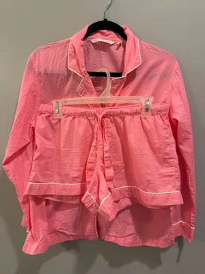 Victoria’s Secret Button-Down Collared Long Sleeve PJ Top and Shorts Set thumbnail 1