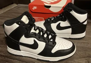 Nike Dunk High Black White Size 9 thumbnail 1