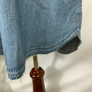 Universal Threads Blue Faded Button Down Raw Hem Belted Denim Casual Dress Small thumbnail 7