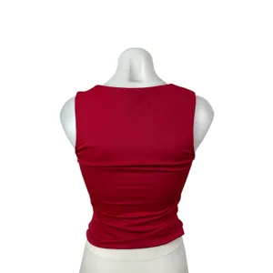 Princess Polly Women's Red Square Neck Sleeveless Slim Fit Crop Tank Top Size 6 thumbnail 4