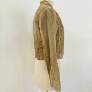 Vintage blazer cropped suede leather boho jacket Tan thumbnail 8