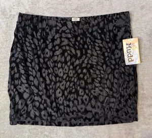 Mudd Black Velvet‎ Mini Skirt Leopard Print Jr Size XL y2k Grunge Indie Sleaze thumbnail 1