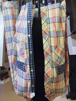 ee:some Oversized Mixed Plaid Button Up Blue Size L thumbnail 1