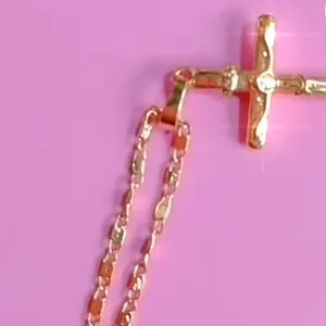NEW 24k Yellow Gold Vermeil Crucifix Cross Pendant Necklace,‎ 16-18” thumbnail 14