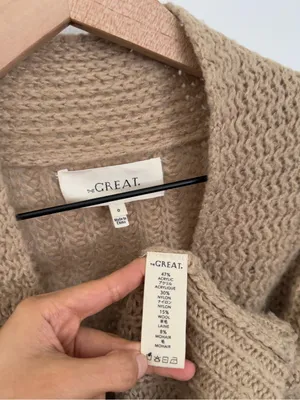 The Great. 0 XS‎ Montana Crop Cardigan Beige Tan Relaxed Boxy Boho thumbnail 7