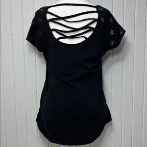 Harley Davidson Cross Back Graphic Cap Sleeve Tshirt‎ Black Size L thumbnail 3
