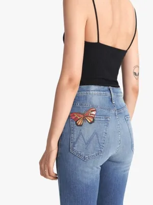 Mother Denim The Tripper Flare Jeans Embroidered Butterfly Wander Dust Y2K 28 thumbnail 3