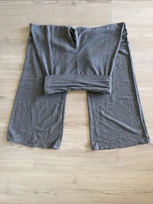 Gilly Hicks Gray Foldover Wide Leg Yoga Pants thumbnail 4