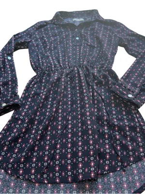 Abercrombie & Fitch Navy Floral Boho Shirt Dress Drawstring Waist Women’s Small thumbnail 6