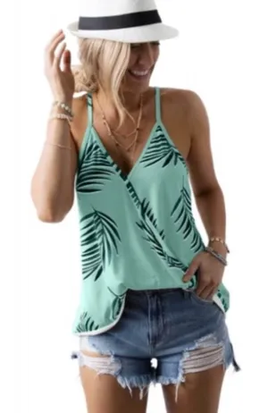 Tropical Palm Tank Top Green Size 16 thumbnail 1