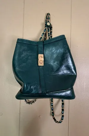 MADE Korea Dark Green Faux Leather Chain Strap Bucket Bag thumbnail 1