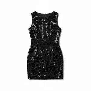Gianni Bini Womens Black Sequin Sheath Mini Dress Sleeveless‎ Sparkly XS thumbnail 2