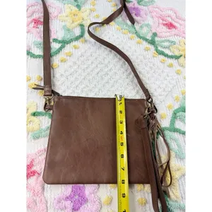 Artisan BY LANG Brown Faux Leather Tassel Crossbody Shoulder‎ Bag thumbnail 3