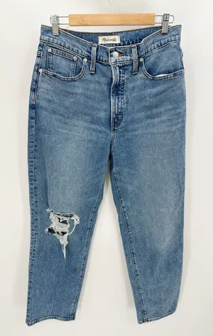 Madewell The Perfect Vintage Straight Jean Denim Distressed Blue‎ Womens Size 29 thumbnail 1