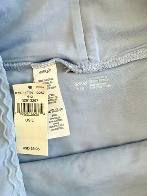 NWT Aerie Light Blue High Cut Cheeky Bikini Bottom - Size: Large thumbnail 2