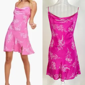 ASTR The Label Pink Dancing Queen Draped Neckline Floral Mini Dress Size Med thumbnail 2