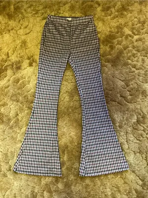 SO Small Houndstooth Flare Pants Brown Cream Stretch High Rise Retro Y2K thumbnail 8