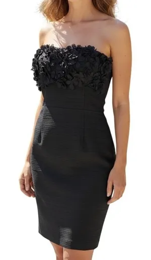 Vintage Forever 21 Black‎ Dress NWT Strapless Flower Y2K 90s Coquette Medium thumbnail 1