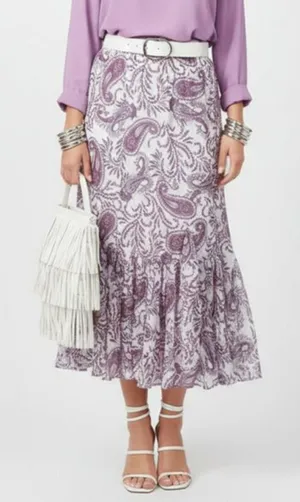 Ann Taylor Paisley Print White & Pink A Line Maxi Full Length Skirt S thumbnail 1