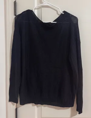 Ralph Lauren Navy Open-Knit Crewneck Sweater thumbnail 1