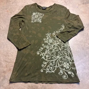Tryst Retro Y2K Skater Olive Green Camo MallGoth Printed Shirt Womens XL thumbnail 1