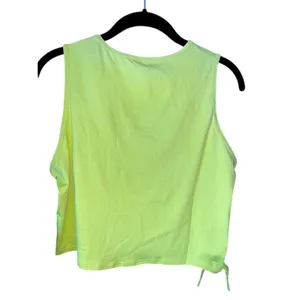 Kyodan Neon Yellow Athletic Crop Tank‎ Top with Side Ties Workout Activewear C26 thumbnail 2