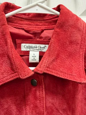 Cherry Red vintage leather jacket Size L thumbnail 3