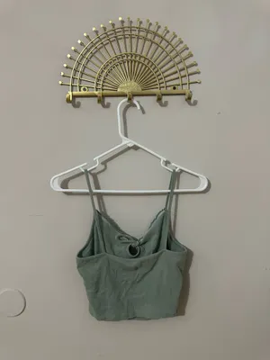 PacSun Sage Green Tie-Front Crop Top thumbnail 2